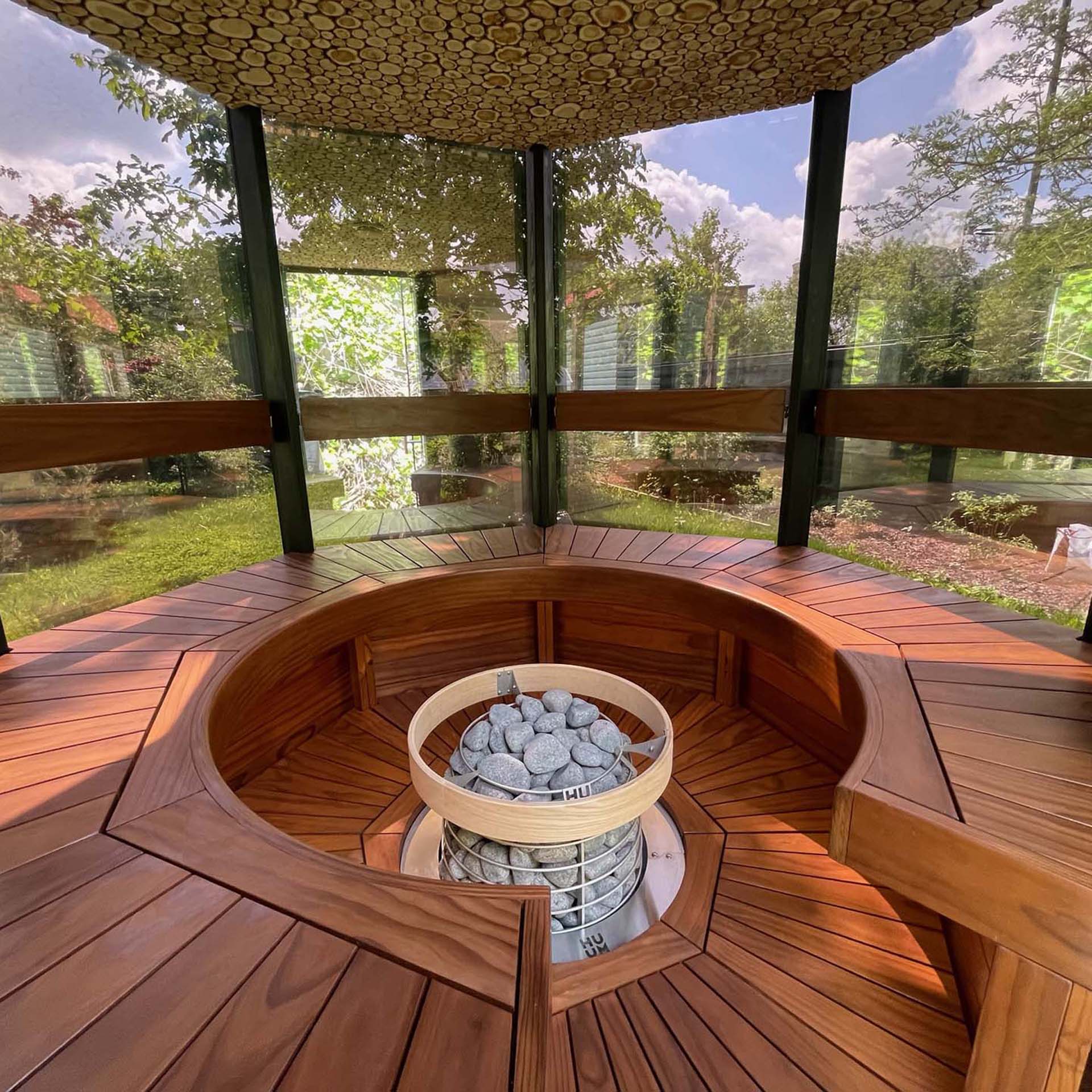 Haljas Hele SINGLE - Glass Luxury 7 Person Outdoor Sauna - The Sauna Store