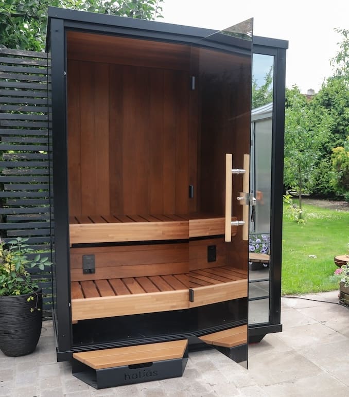 Haljas Hele NANO - Glass Luxury 2 Person Outdoor Sauna - The Sauna Store