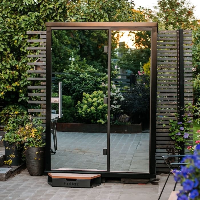 Haljas Hele NANO - Glass Luxury 2 Person Outdoor Sauna - The Sauna Store